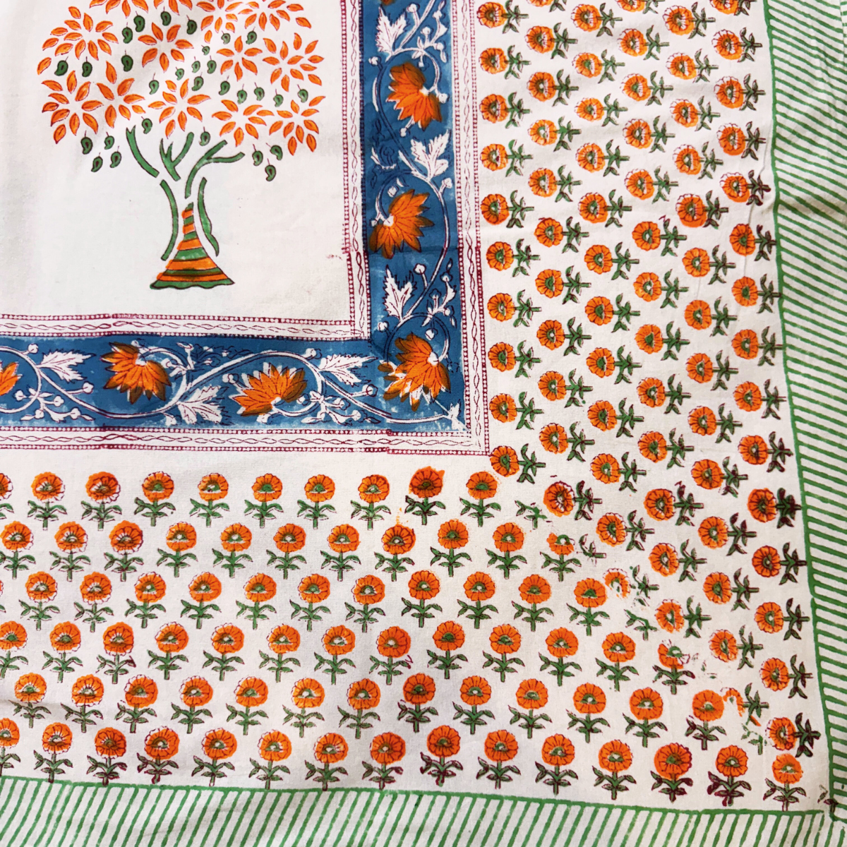 Taruna Block Print Bedsheet Set, King Size, 210 TC, 108" x 108"