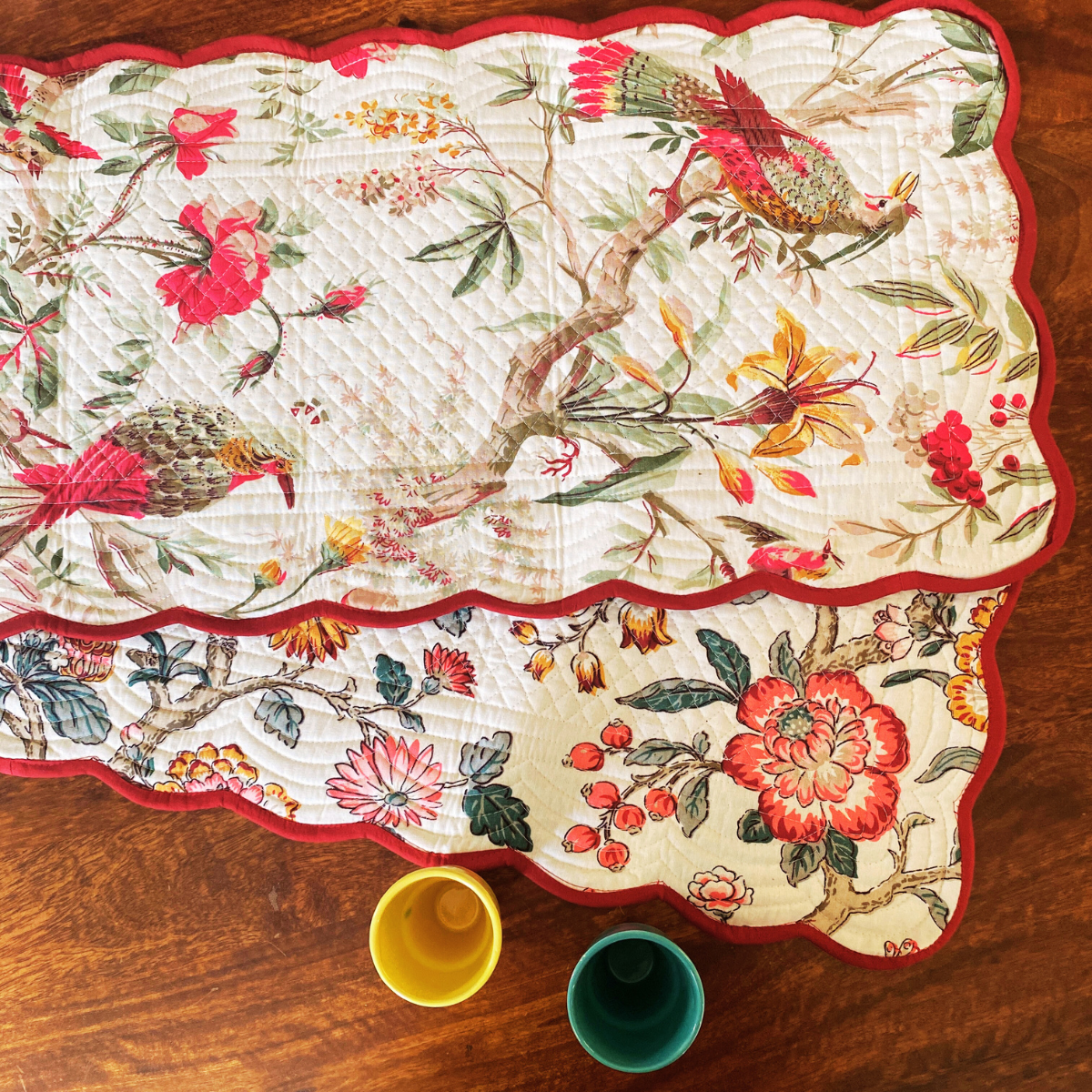 Flora Bliss Reversible Table Runner, 100% cotton, 15" x 72"