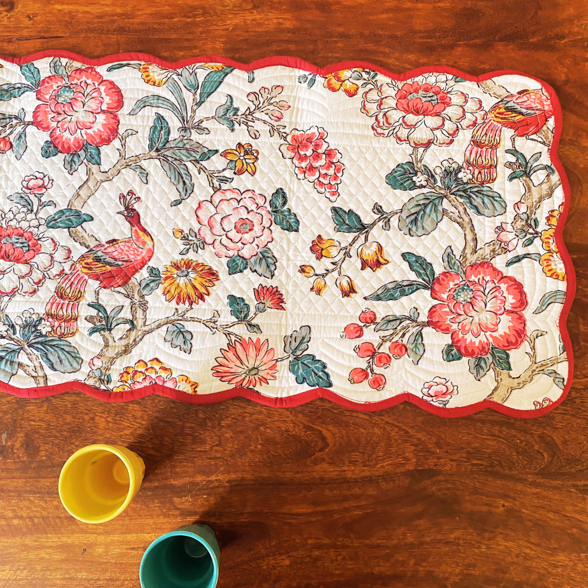 Flora Bliss Reversible Table Runner, 100% cotton, 15" x 72"