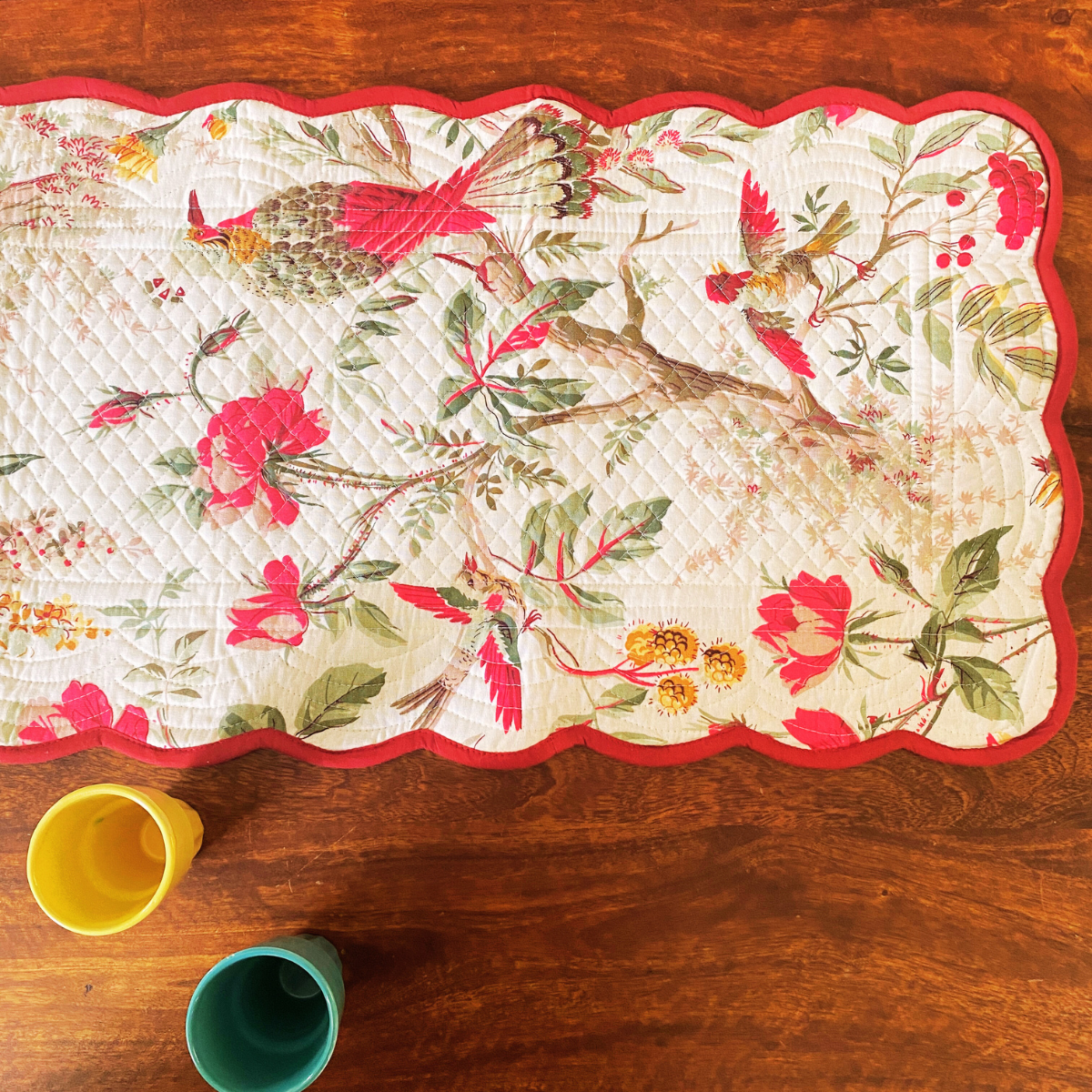 Flora Bliss Reversible Table Runner, 100% cotton, 15" x 72"