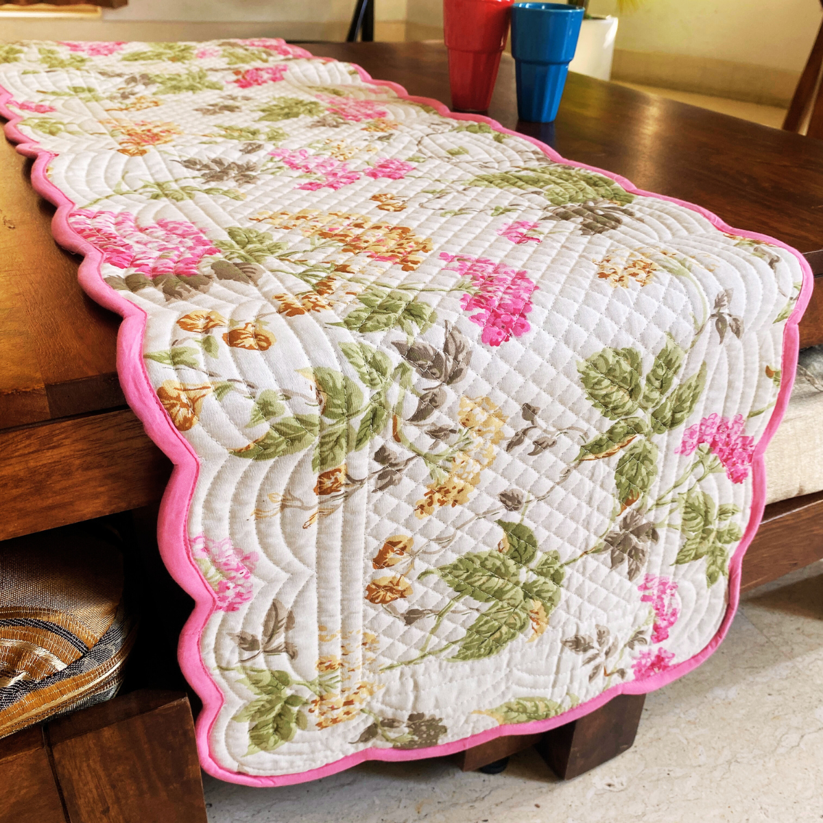 Petal Play Reversible Table Runner, 100% cotton, 15" x 72"