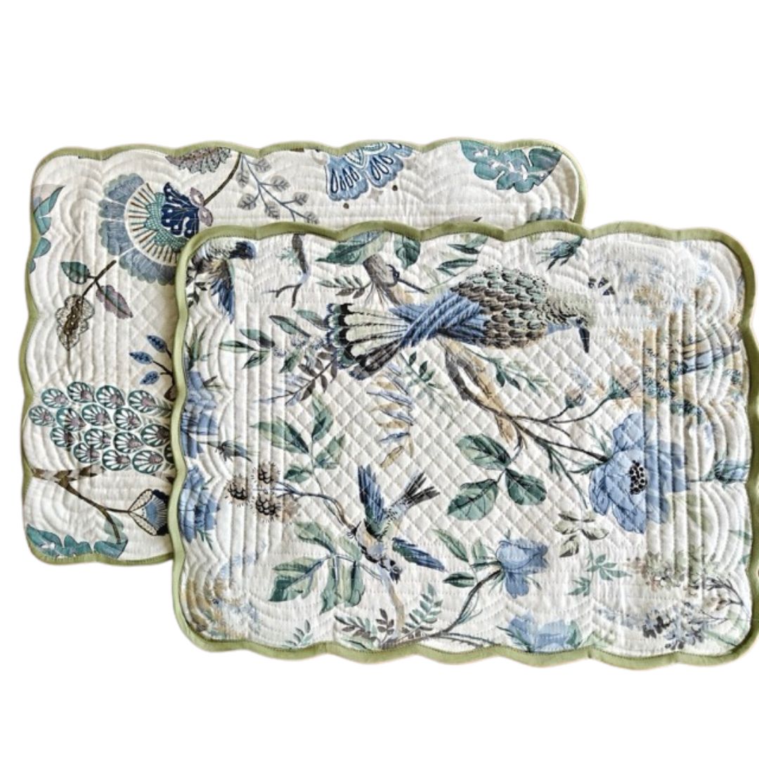 Cotton Placemats Reversible Quilted green