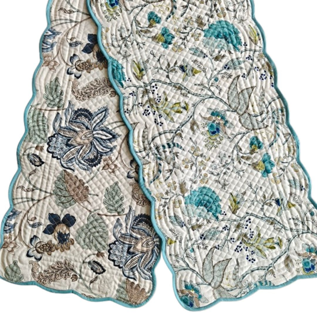 Blue reversible table runner