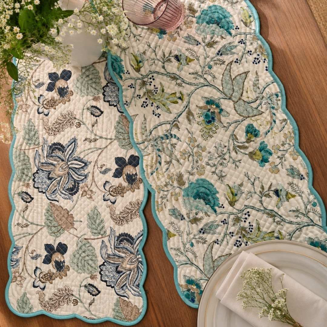 Blue reversible table runner