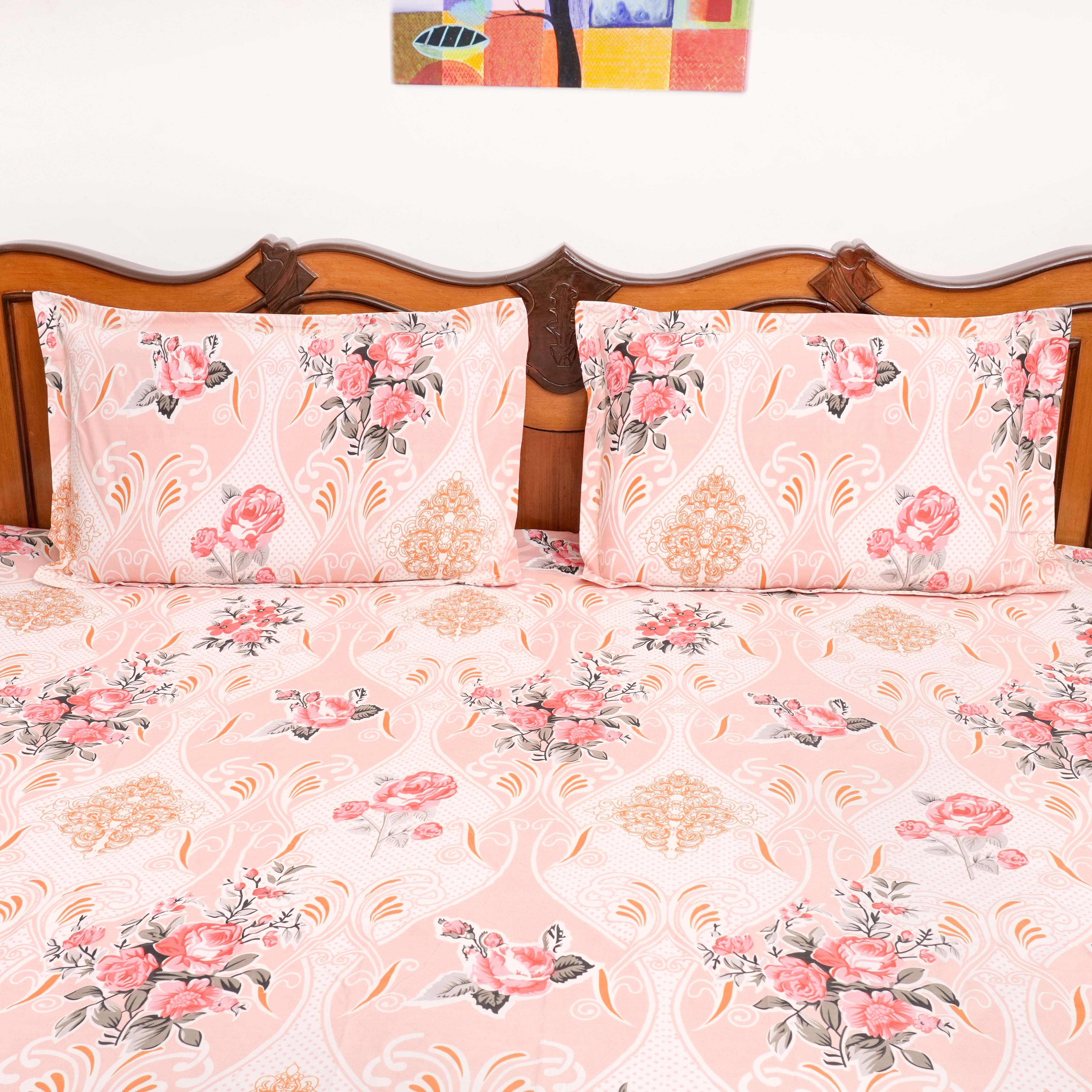 Pack of 2 Queen Size Bedsheets 90" x 100"- Blossom Harmony & Heritage Garden