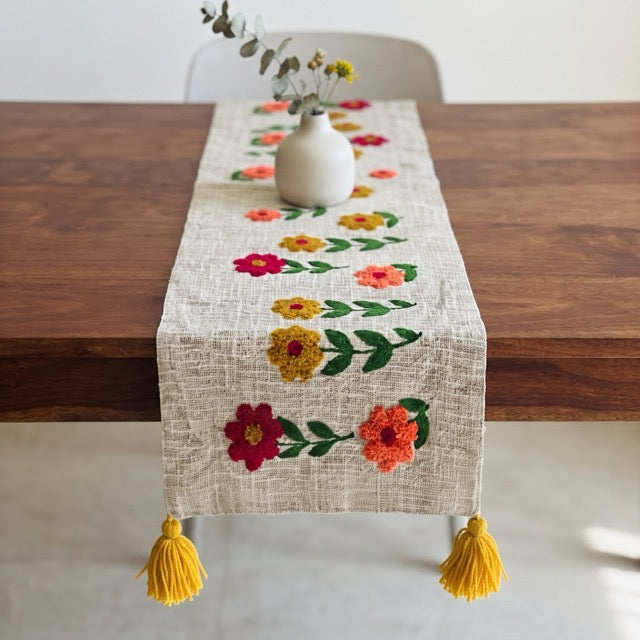 Ochre Embroidered Table Runner