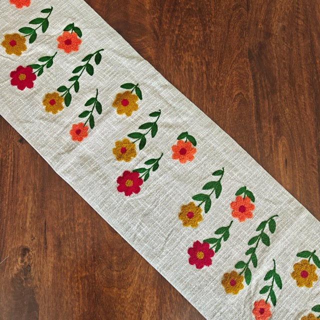 Ochre Embroidered Table Runner