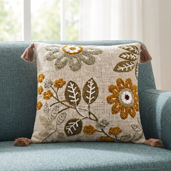 Solara Cushion Cover Embroidered, 16" x 16", Pack of 1