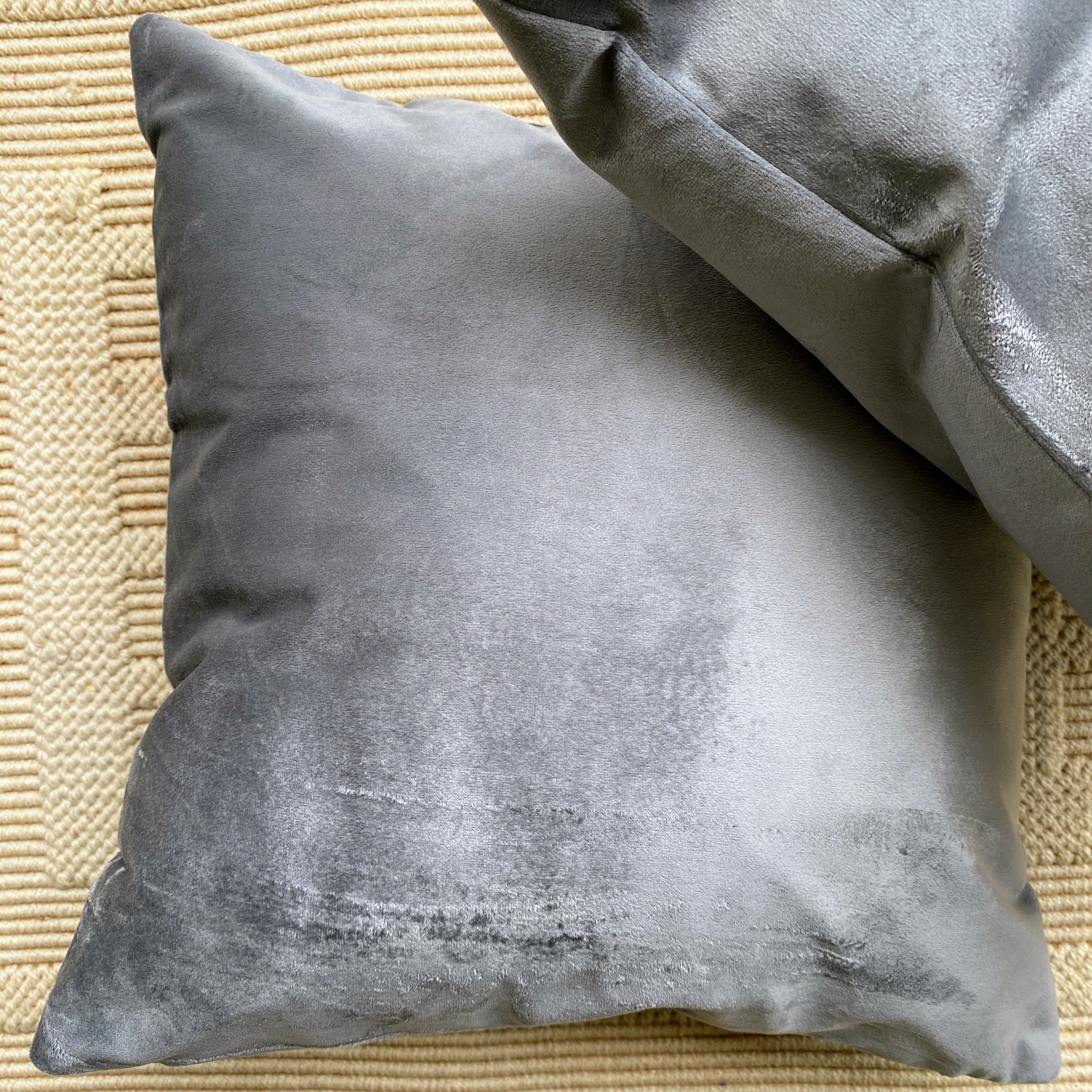 Suede Premium Cushion Covers, 16" x 16" – Silver and Coffee (4 cushion covers)