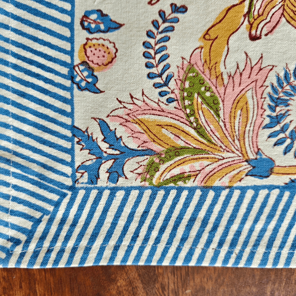 Aangan Hand Block Print Placemats, 12" x 18", Set of 6 - Coral Slub - 