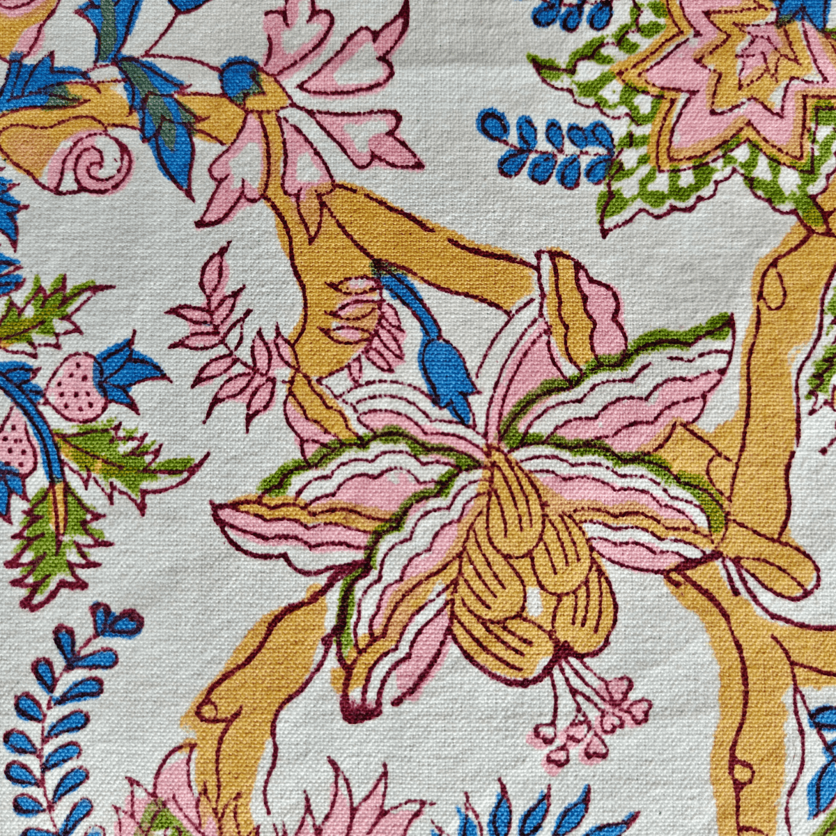 Aangan Hand Block Print Placemats, 12" x 18", Set of 6 - Coral Slub - 