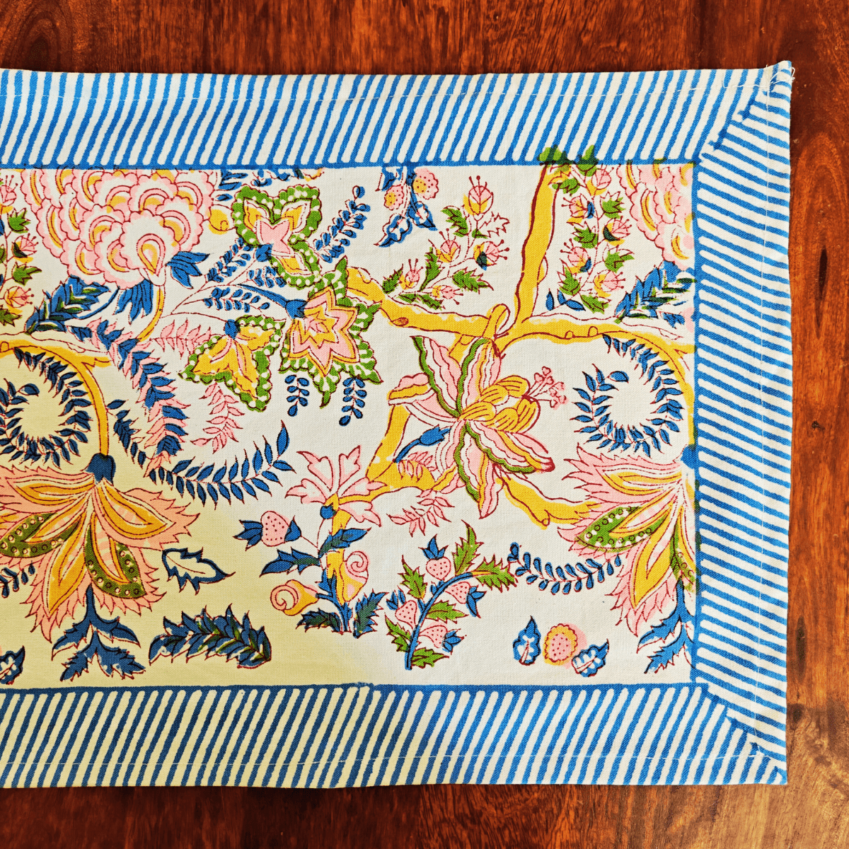 Aangan Table Runner, 100% cotton, 13" X 72" - Coral Slub - 