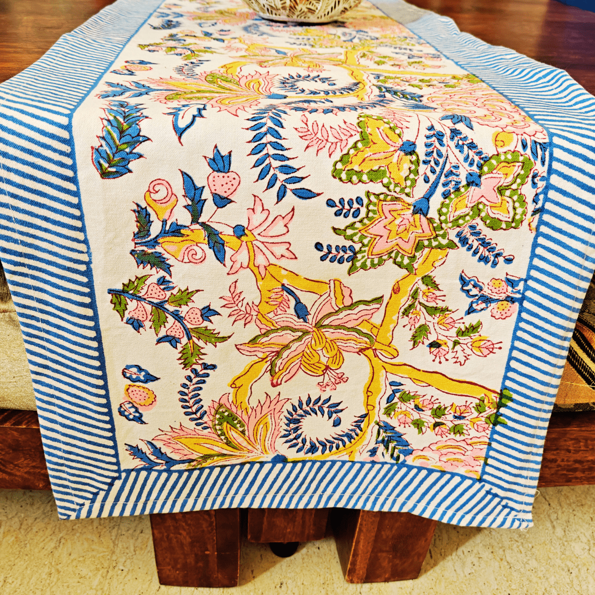 Aangan Table Runner, 100% cotton, 13" X 72" - Coral Slub - 