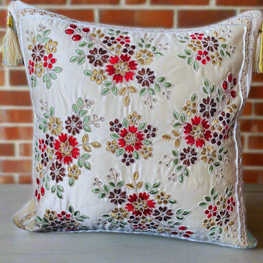 AARA Offwhite Cushion Cover, Pack of 1, 16" x 16" - Coral Slub - 