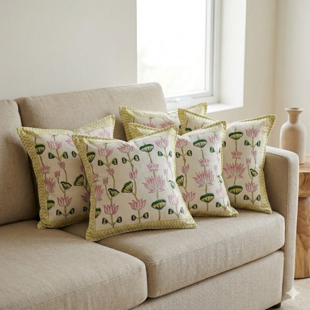 Afsana Cushion Covers, Pack of 5 - Coral Slub - 