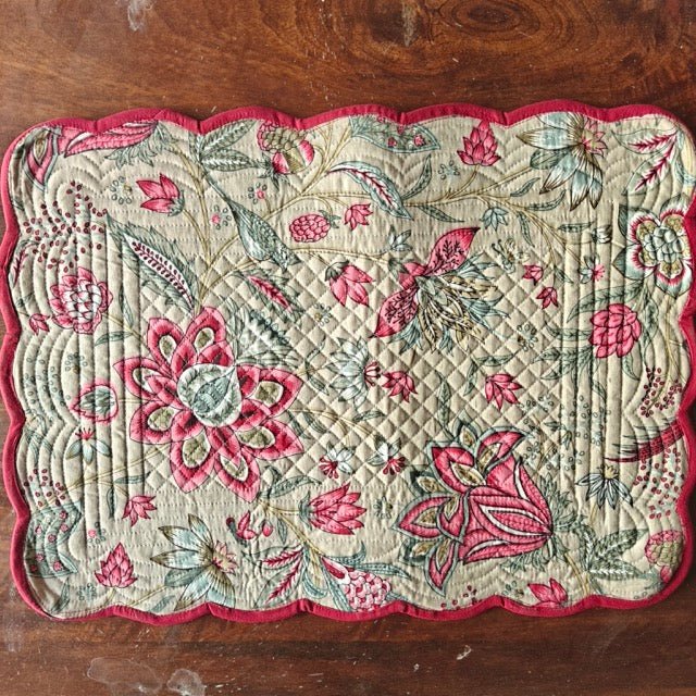 Almond Glow Reversible Placemats - Coral Slub - 