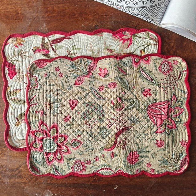 Almond Glow Reversible Placemats - Coral Slub - 