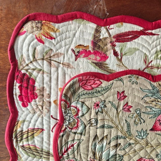 Almond Glow Reversible Placemats - Coral Slub - 