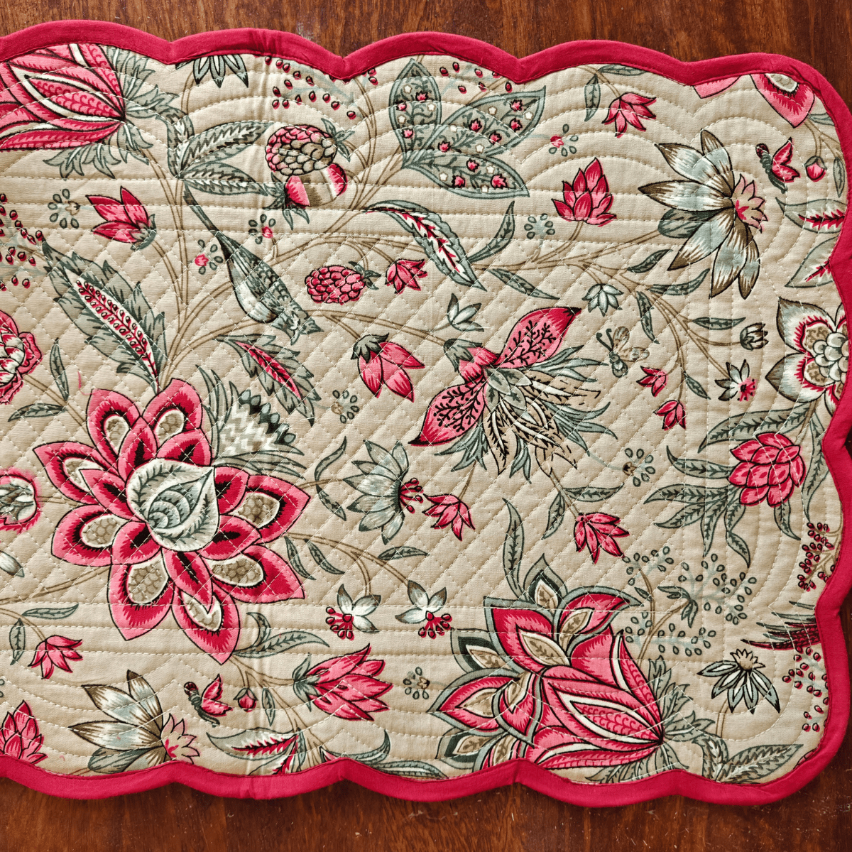 Almond Glow Reversible Table Runner, 100% cotton, 15" x 72" - Coral Slub - 