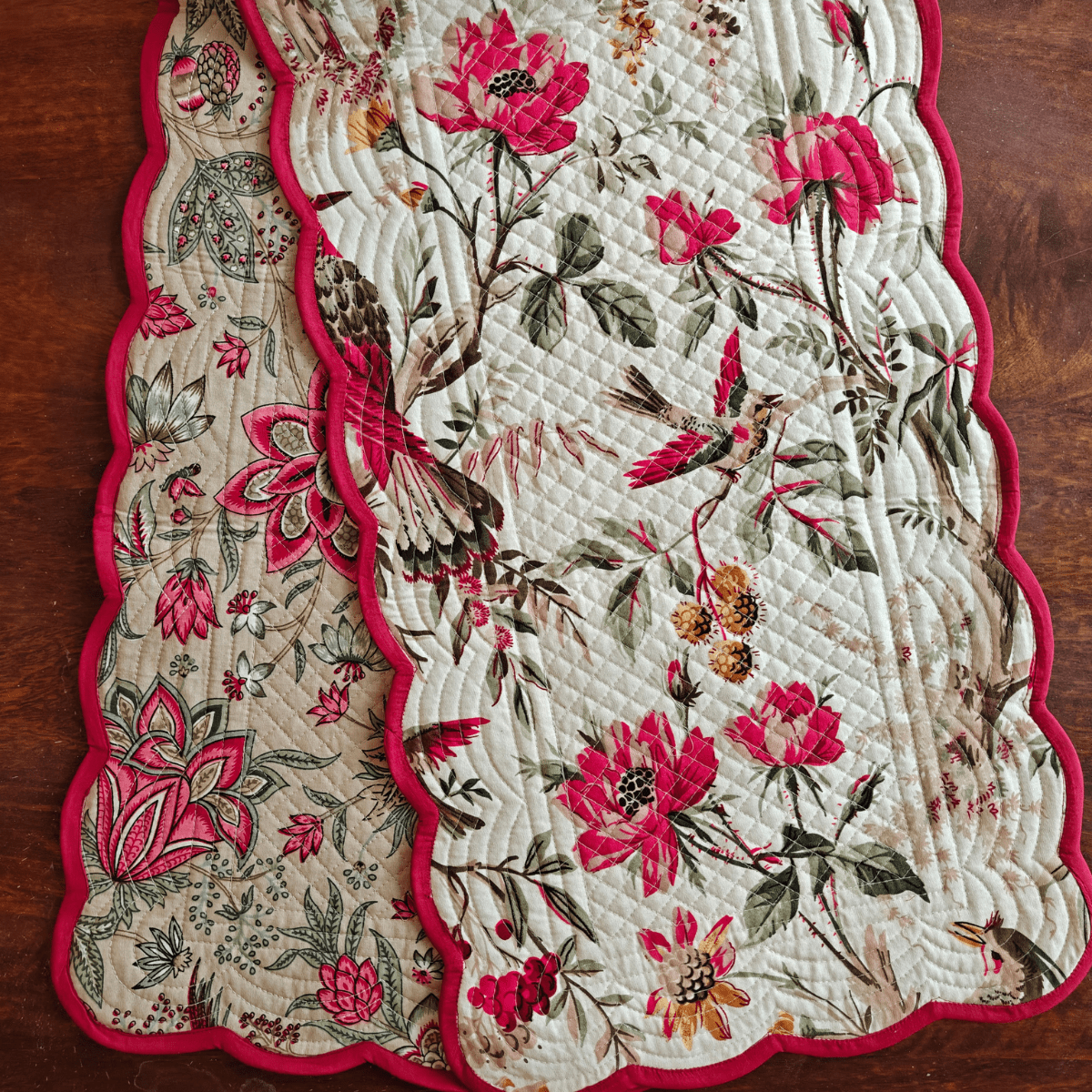 Almond Glow Reversible Table Runner, 100% cotton, 15" x 72" - Coral Slub - 