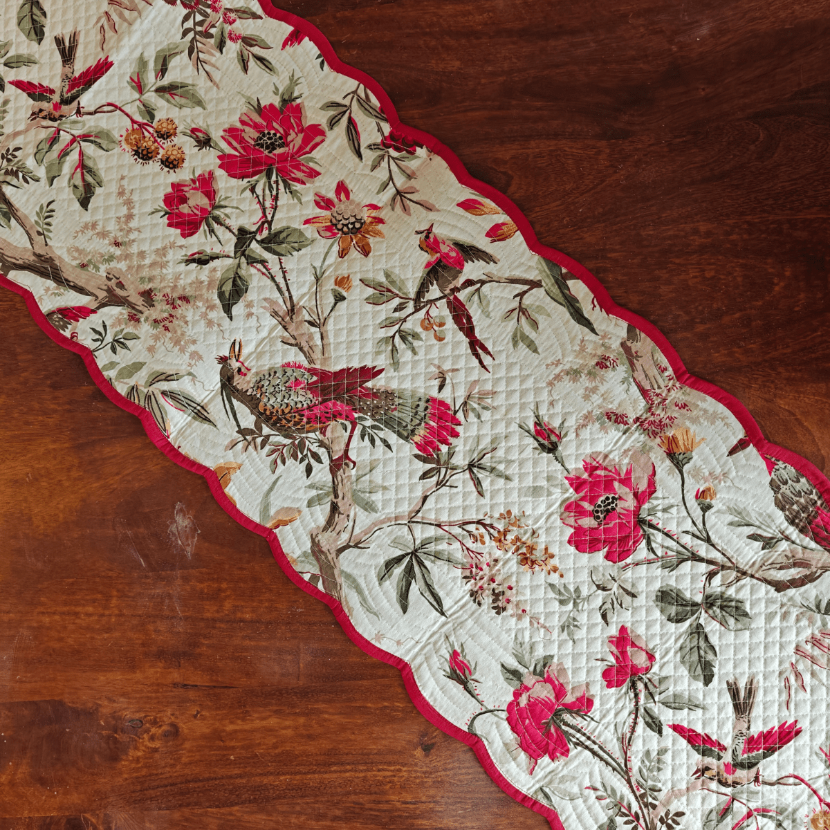 Almond Glow Reversible Table Runner, 100% cotton, 15" x 72" - Coral Slub - 