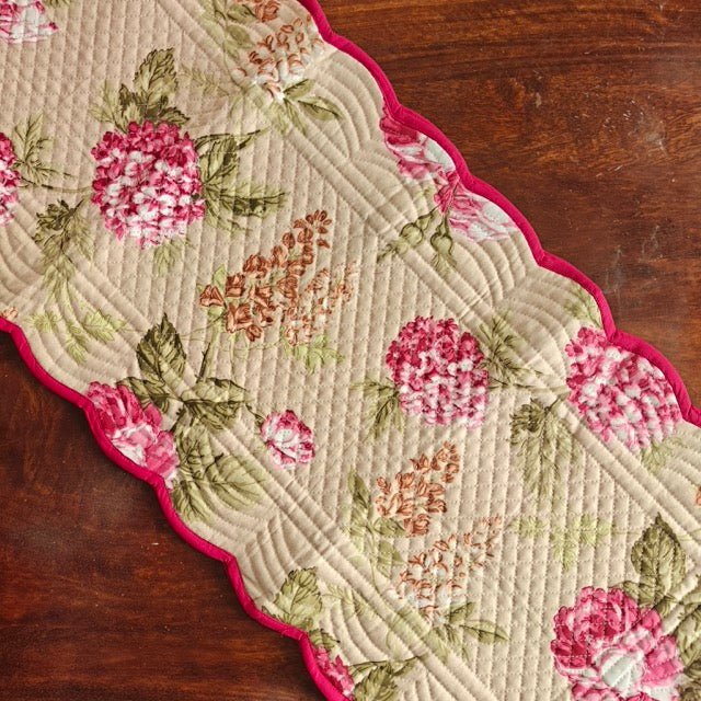 Almond Meadow Reversible Table Runner, 100% cotton, 15" x 72" - Coral Slub - 