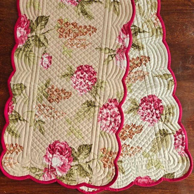 Almond Meadow Reversible Table Runner, 100% cotton, 15" x 72" - Coral Slub - 