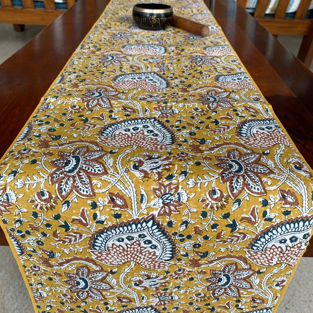 Amaltas Table Runner, 100% cotton, 13" x 72" - Coral Slub - 