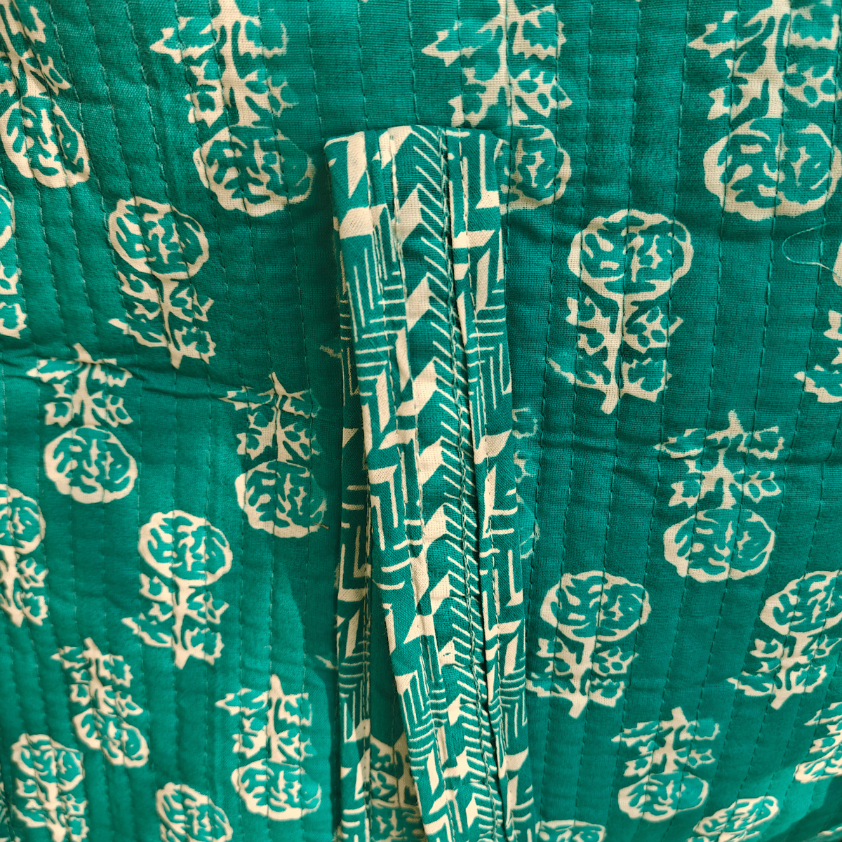 Ambar Block Print Tote Bag - Coral Slub - 