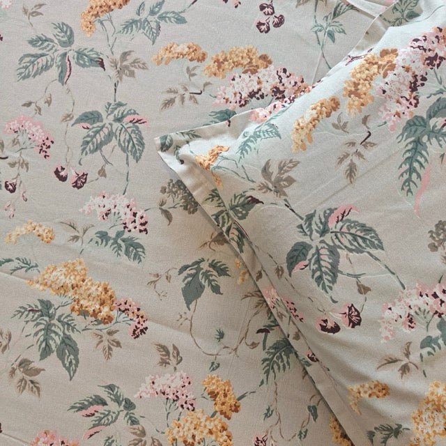 Amber Bloom Fitted Bedsheet King Size - Coral Slub -