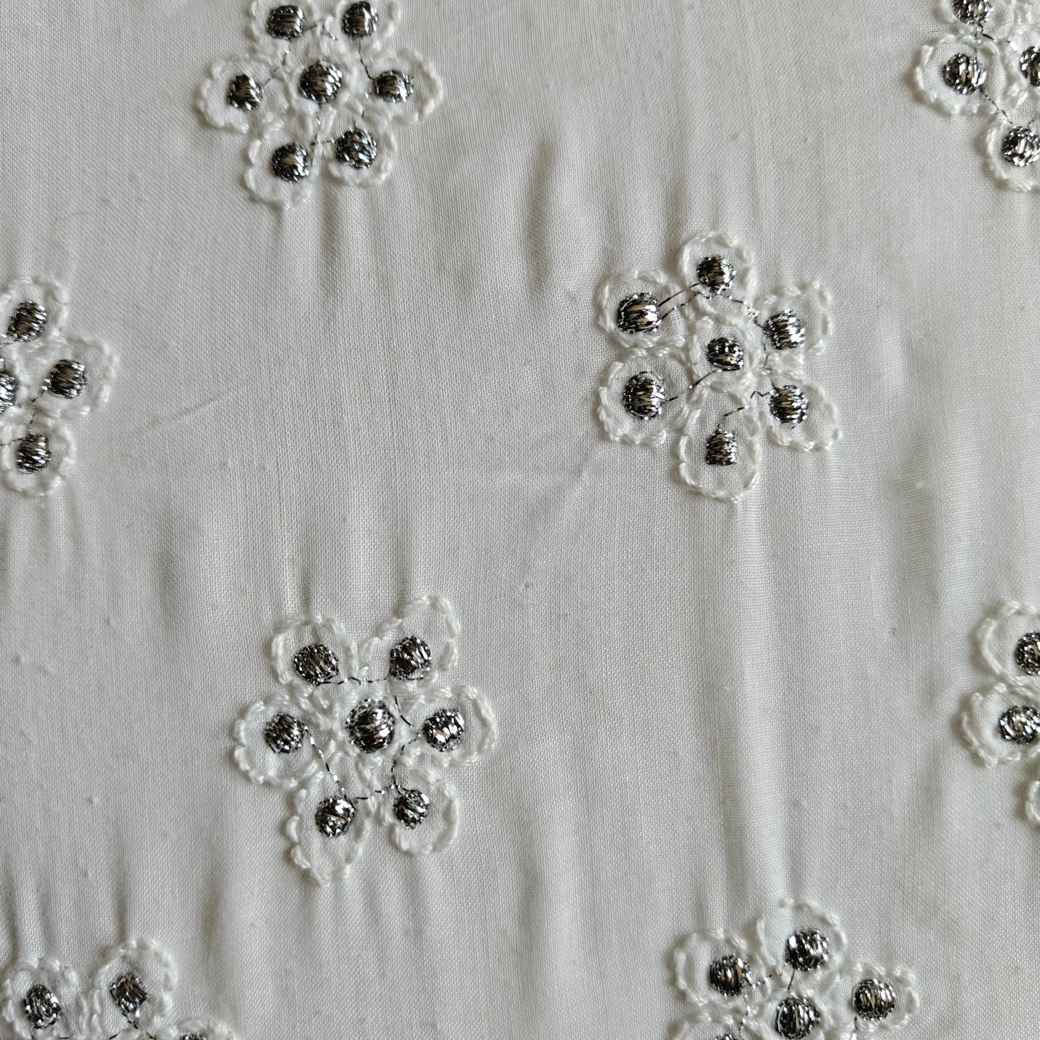 Amoli White Chikankari Cushion Cover, 18" x 18", Pack of 1 - Coral Slub - 