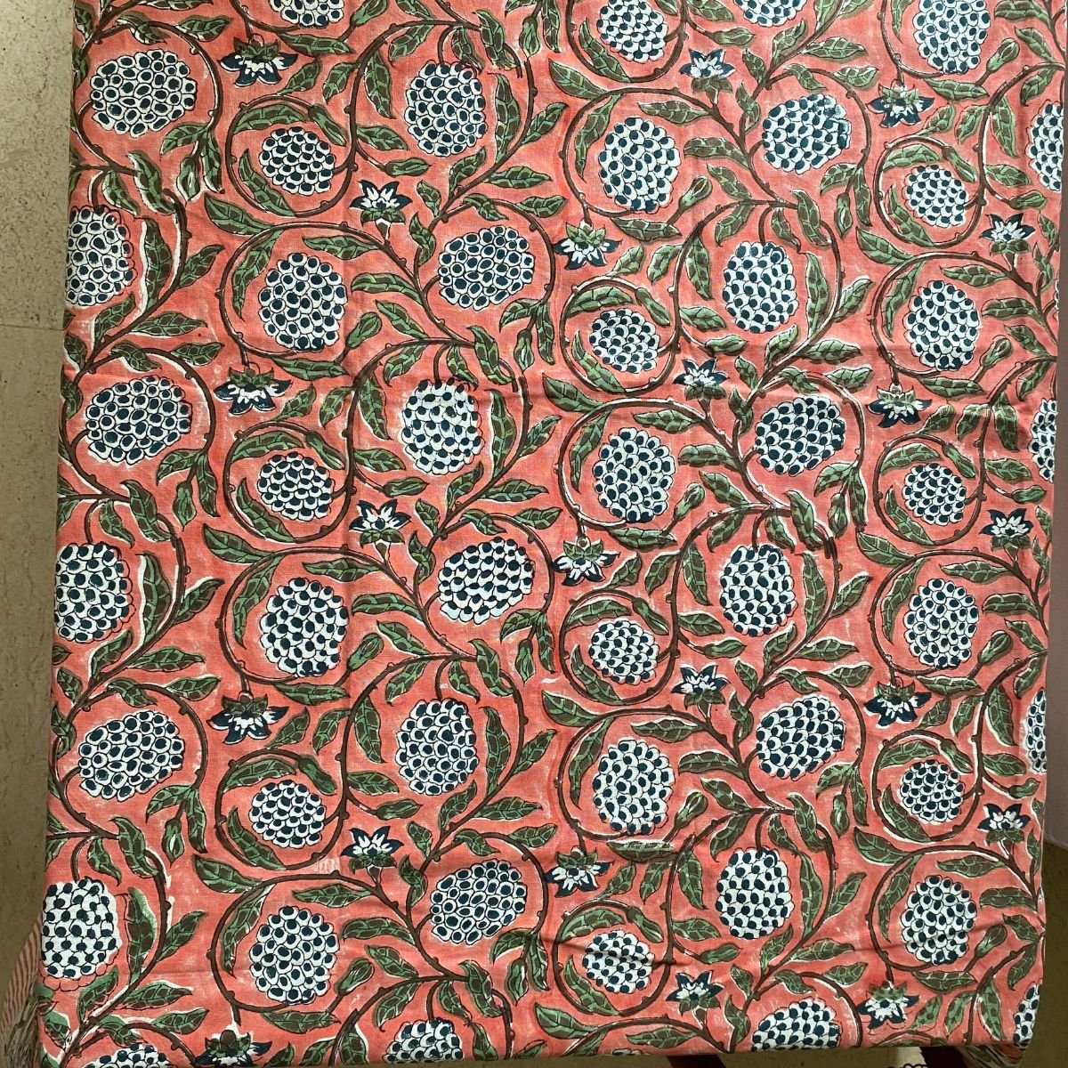 Anar 6 Seater Dining Table Cover, 100% Cotton, 60" x 90" - Coral Slub - 