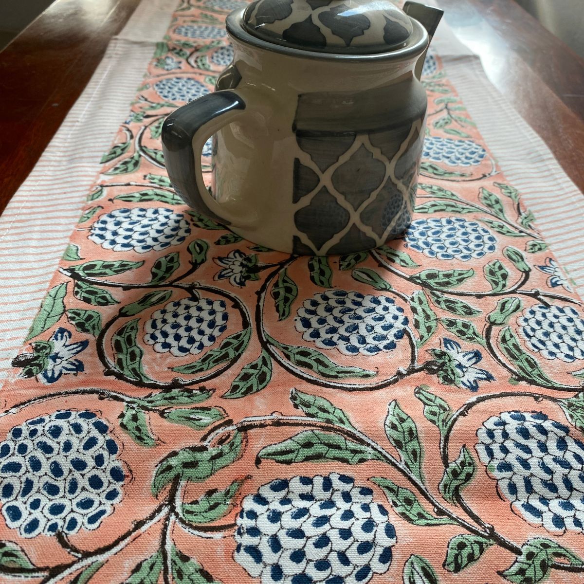 Anar Table Runner, 100% cotton, 13" x 72" - Coral Slub - 