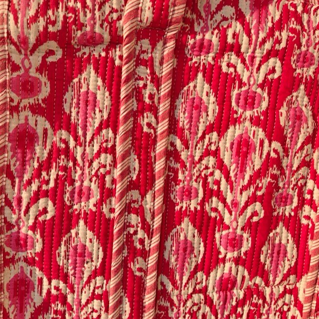 Anarkali Ikat Print Tote Bag - Coral Slub - 