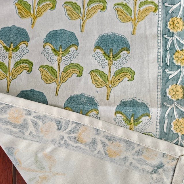 Anjeer Block Print Runner - Coral Slub -