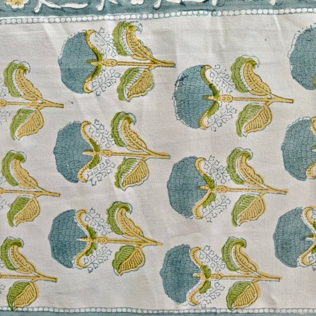 Anjeer Block Print Runner - Coral Slub -