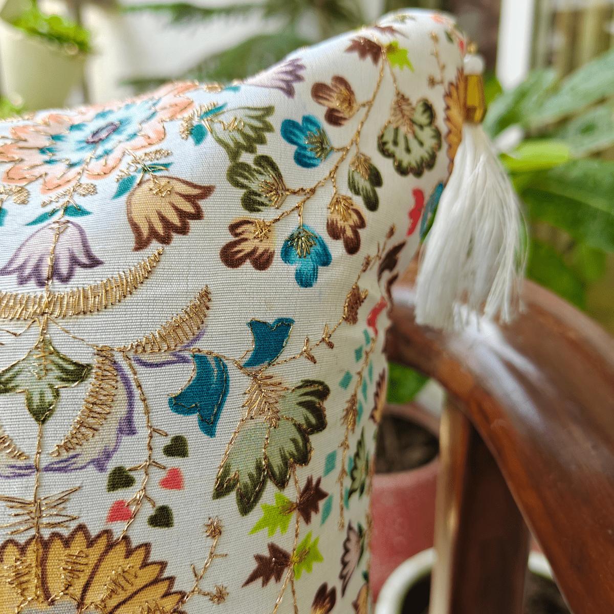 Arzoo Cushion Cover, 16" x 16", Pack of 1 - Coral Slub - 