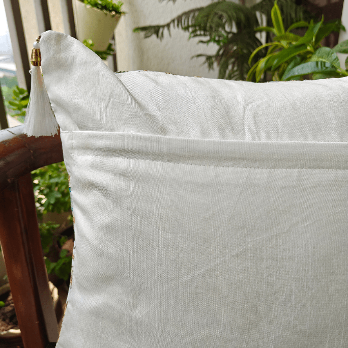 Arzoo Cushion Cover, 16" x 16", Pack of 1 - Coral Slub - 