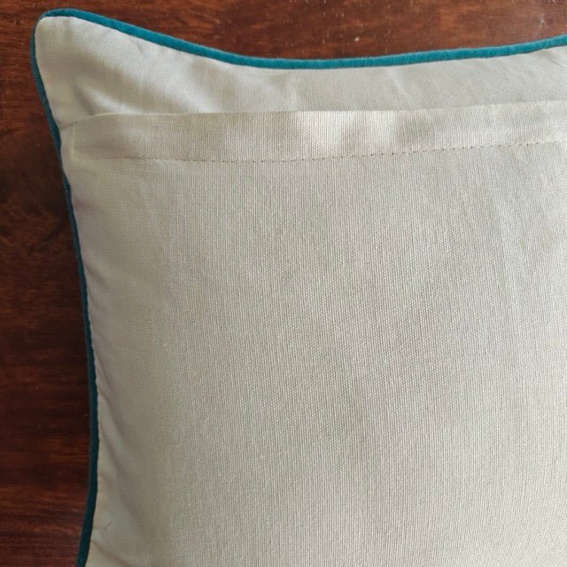 Aster Embroidered Cushion Cover - Coral Slub -