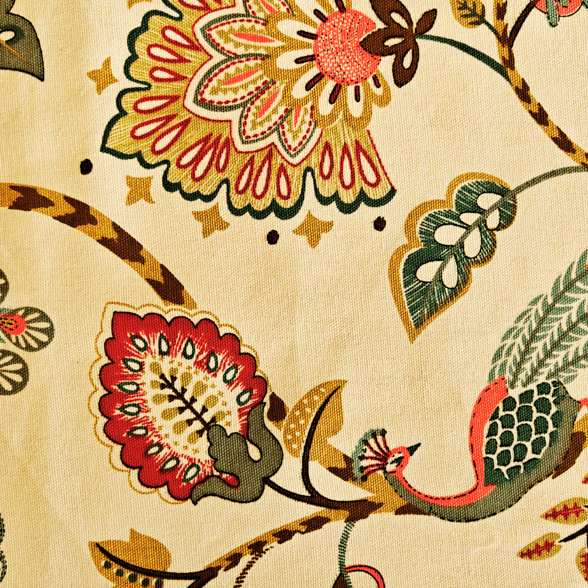 Autumn Garden Printed Table Runner, 100% cotton, 13" x 72" - Coral Slub - 