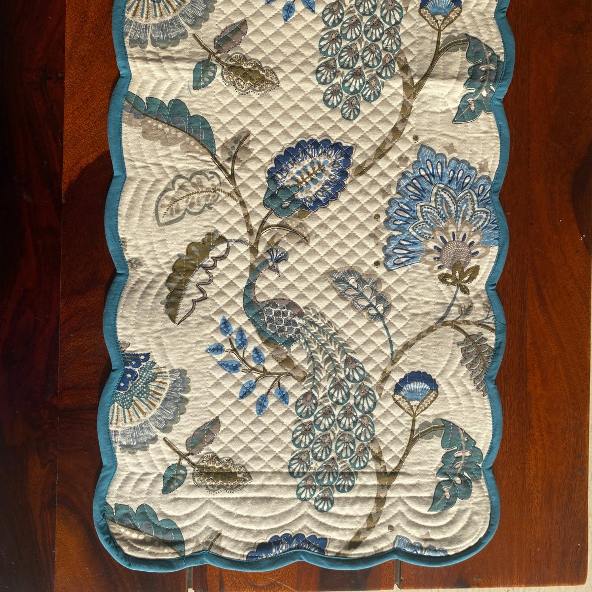 Autumn Garden Reversible Table Runner, 100% cotton, 13" x 72" - Coral Slub - 