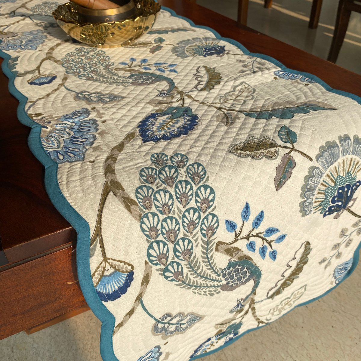 Autumn Garden Reversible Table Runner, 100% cotton, 13" x 72" - Coral Slub - 