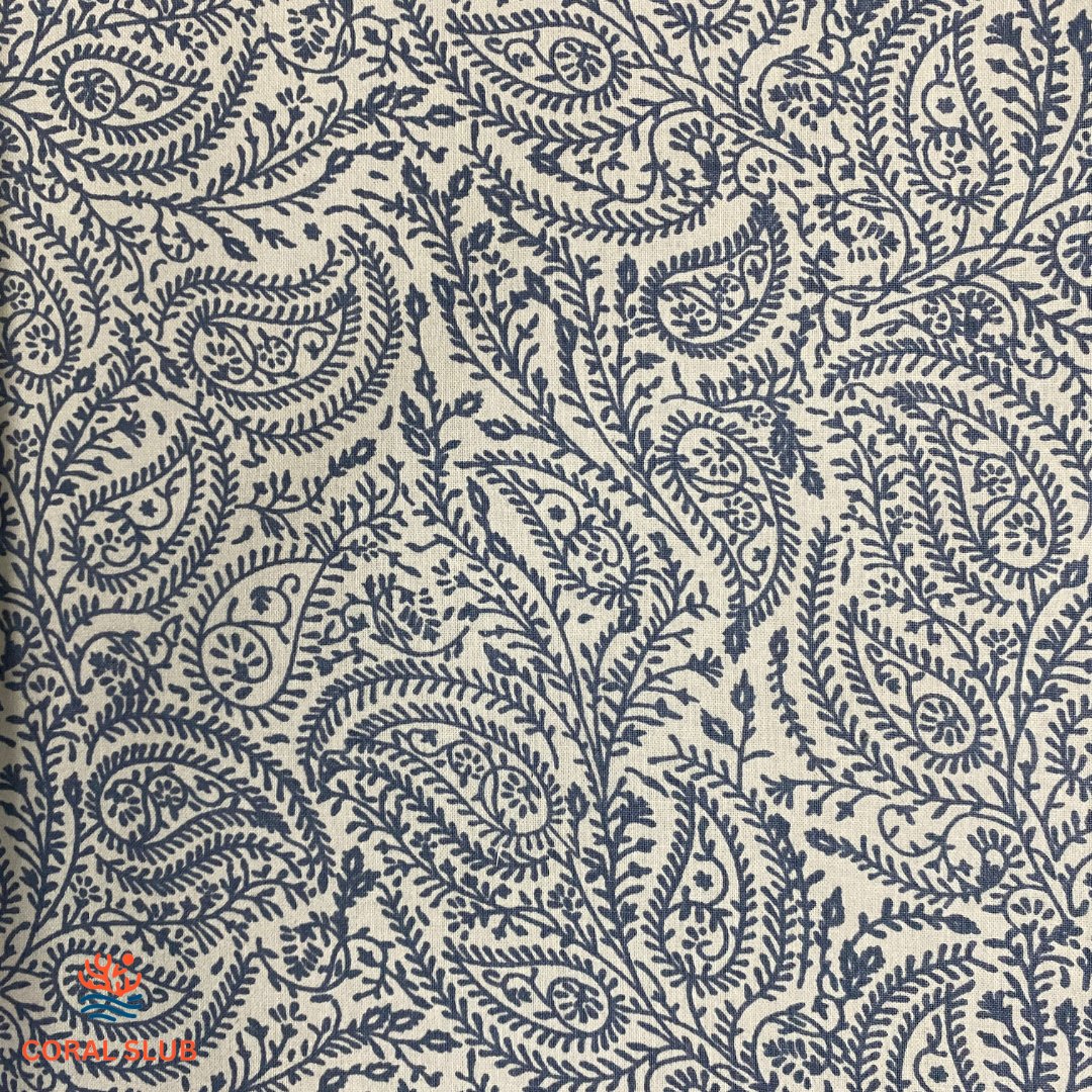 Azure Plume Cotton Placemats, 12" x 18", Set of 2 - Coral Slub - 