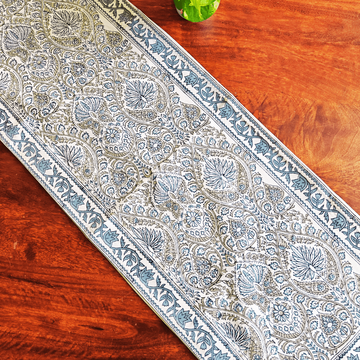 Bagh Table Runner, 100% cotton, 13" X 72" - Coral Slub - 