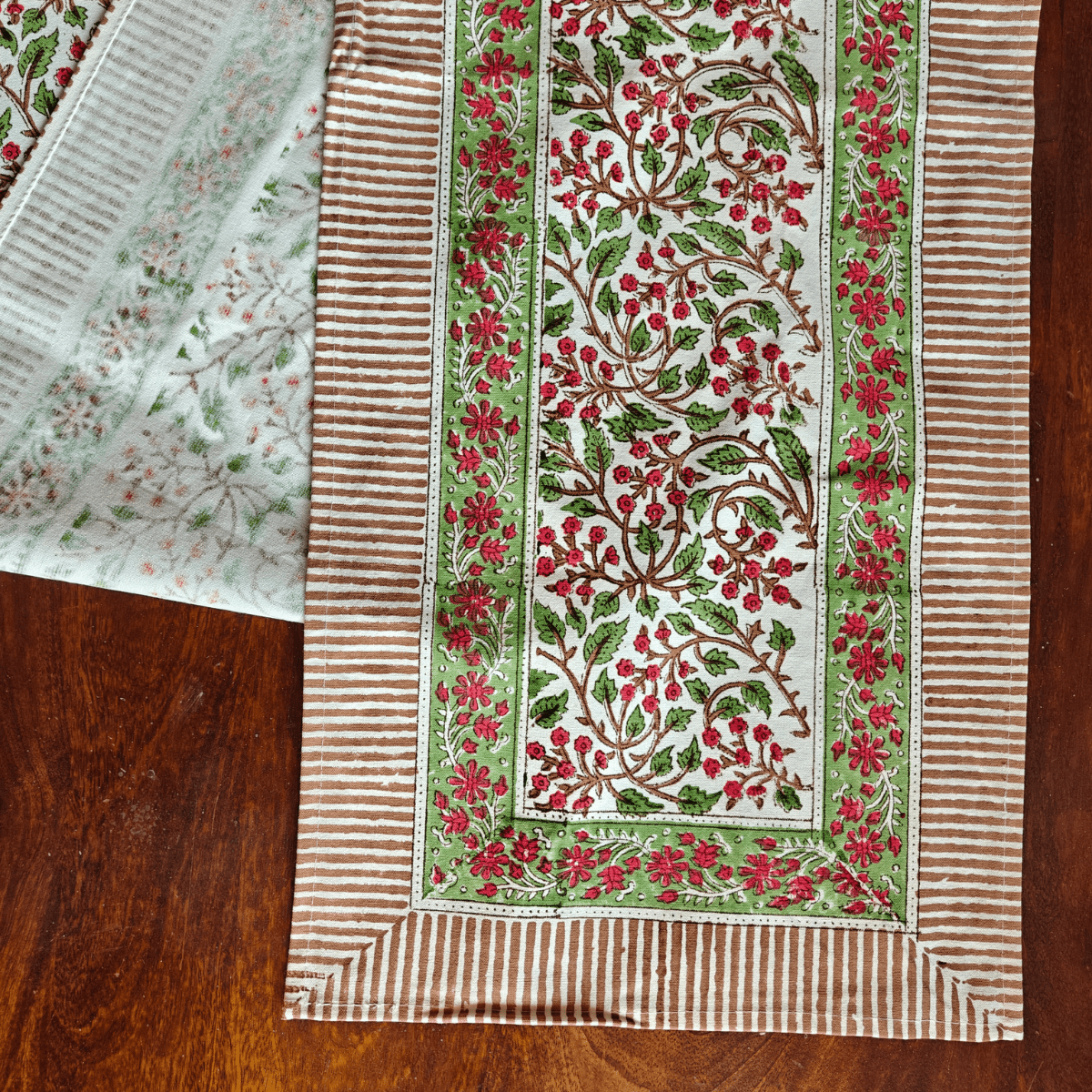 Basera Table Runner, 100% cotton, 13" X 72" - Coral Slub - 