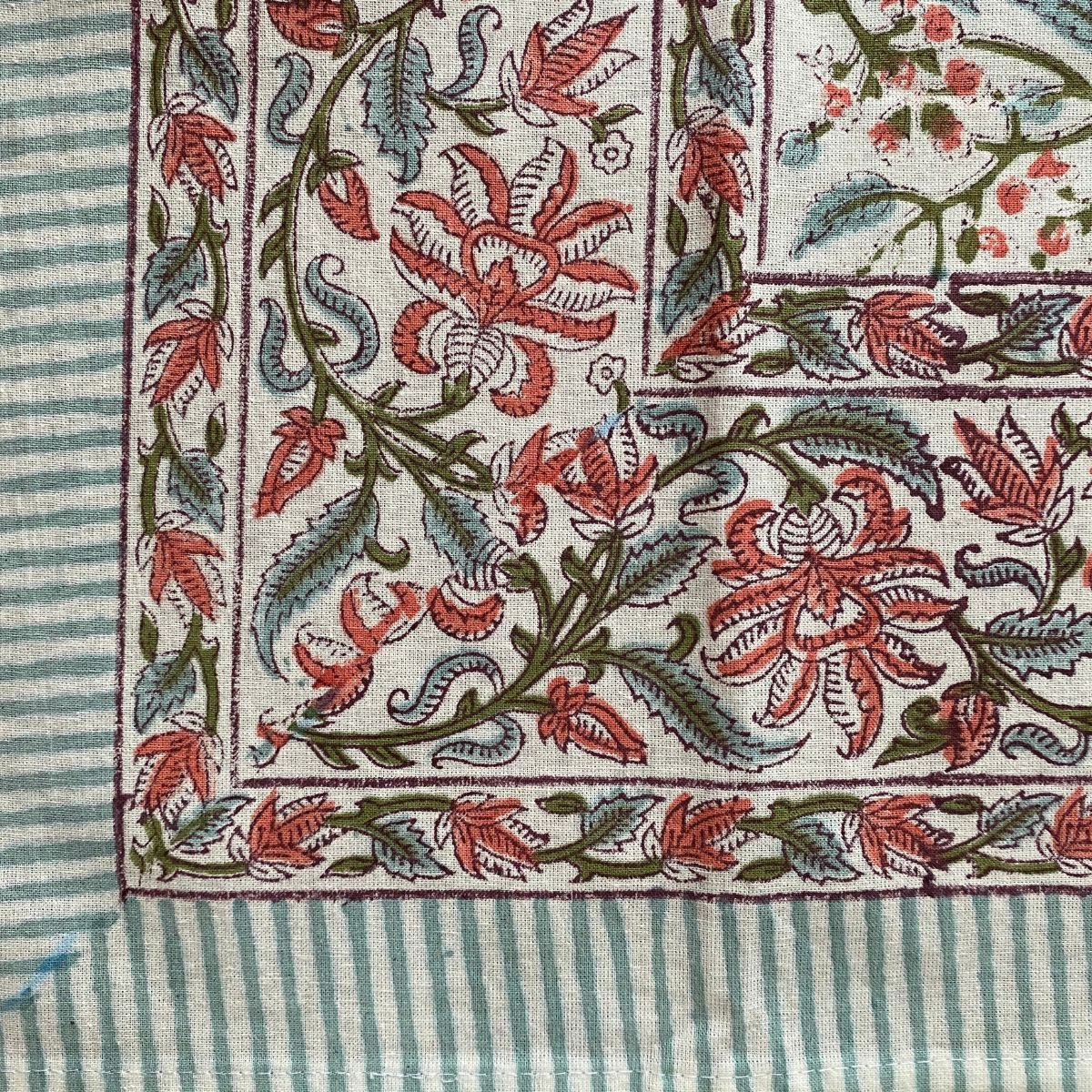 Bel 6 Seater Dining Table Cover, 100% Cotton, 60" x 90" - Coral Slub - 