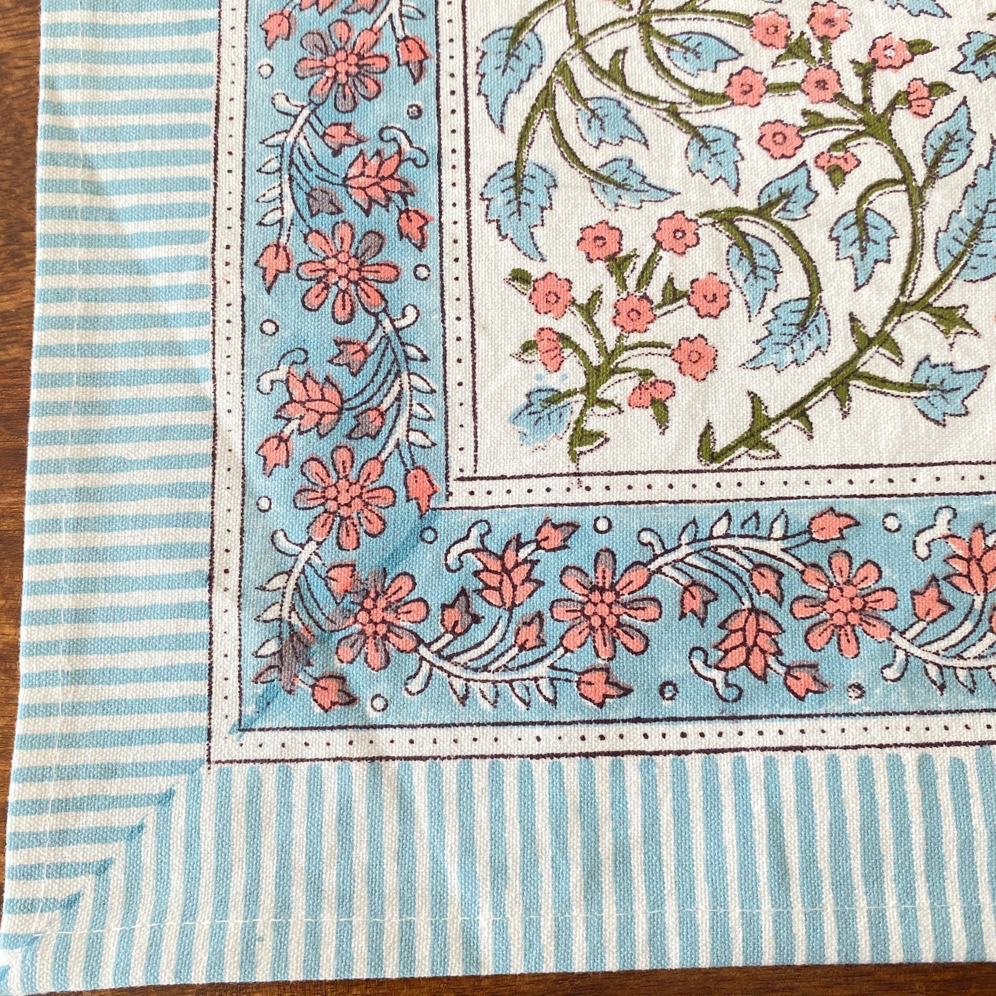 Bel Hand Block Print Placemats, 12" x 18", Set of 6 - Coral Slub - 