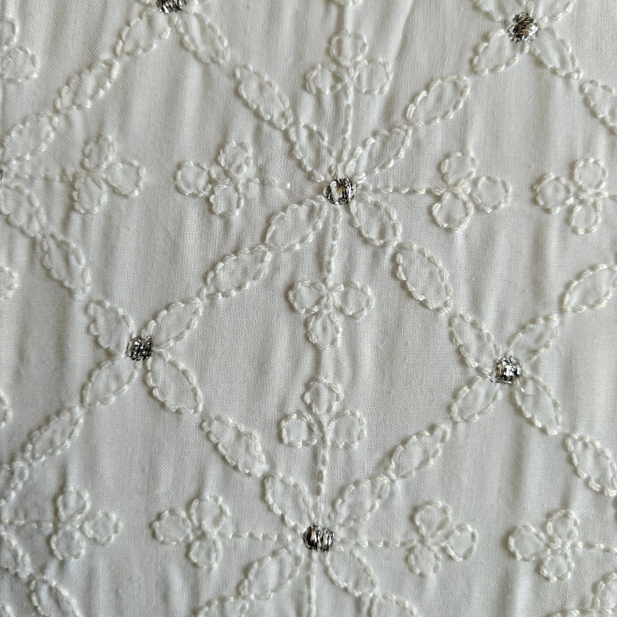 Bela White Chikankari Cushion Cover, 18" x 18", Pack of 1 - Coral Slub - 