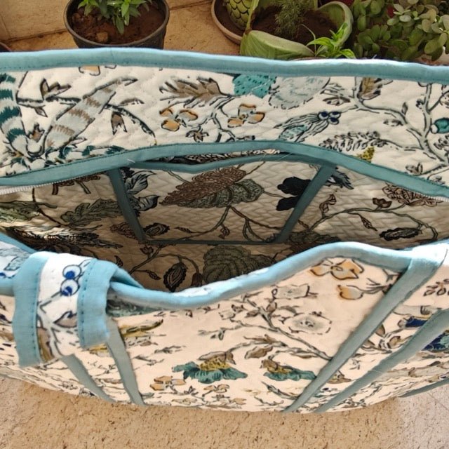 Bloom Haven Botanic Print Tote Bag - Coral Slub - 