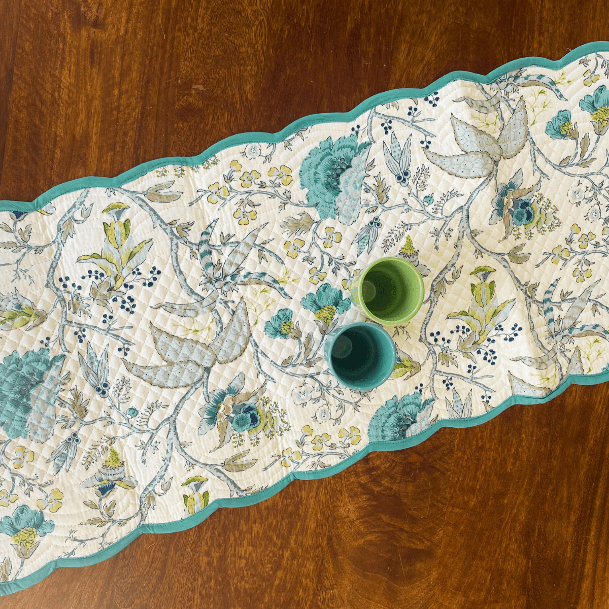 Bloom Haven Reversible Table Runner, 100% cotton, 15" x 72" - Coral Slub - 